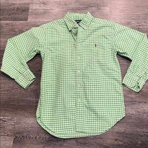 Ralph Lauren Green Plaid Shirt boys M (10-12)